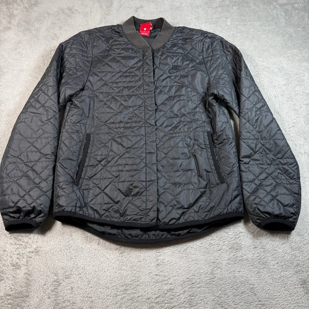 Nike Sportswear Quilted Jacket Women Small Black Primaloft Full Zip 854747